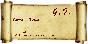 Garay Irma névjegykártya